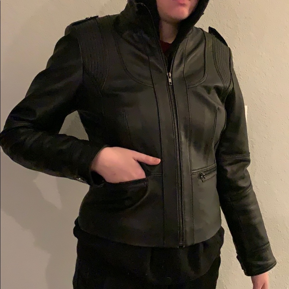 Kenneth Cole Reaction black leather jacket